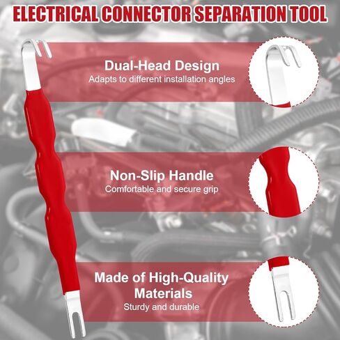 قطعتان من أداة إزالة فاصل الموصل الكهربائي للسيارات، مزيل موصل التوصيل العالمي للسيارات، أداة فصل كهربائية متعددة الوظائف لمعظم المركبات (أحمر) in Kuwait