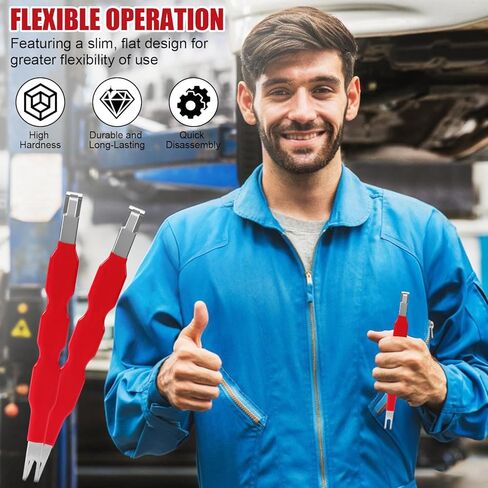 قطعتان من أداة إزالة فاصل الموصل الكهربائي للسيارات، مزيل موصل التوصيل العالمي للسيارات، أداة فصل كهربائية متعددة الوظائف لمعظم المركبات (أحمر) in Kuwait