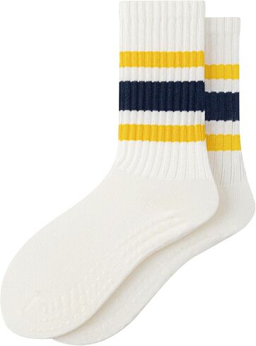 Vintage Pilates Socks with Grips for Women Retro Crew Socks Women in Saudi Arabia