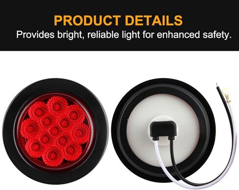 8 قطع 2.5 بوصة مصابيح LED للعلامات، مصابيح حمراء مستديرة لتخليص المقطورة، 13 مصباح LED مع عاكسات لشاحنة المقطورة وحلقات RV وأسلاك التوصيل المصنوعة تتضمن تركيب محكم الغلق مقاوم للماء 12 فولت in Kuwait
