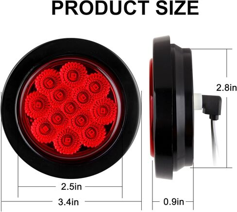 8 قطع 2.5 بوصة مصابيح LED للعلامات، مصابيح حمراء مستديرة لتخليص المقطورة، 13 مصباح LED مع عاكسات لشاحنة المقطورة وحلقات RV وأسلاك التوصيل المصنوعة تتضمن تركيب محكم الغلق مقاوم للماء 12 فولت in Kuwait