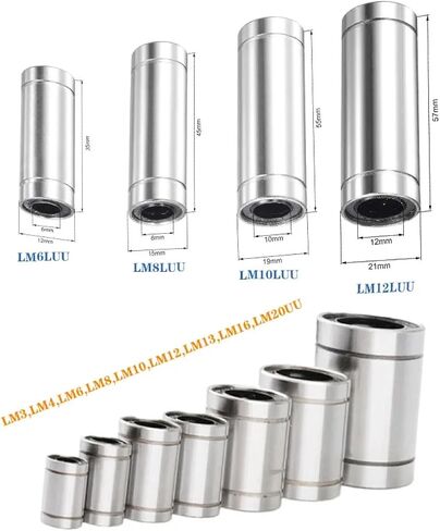 Premium 8mm Linear Ball Bearing, Long Type CNC Parts, 45mm Length, Silver Metal Construction, 4-10 Pack for 3D Printer and CNC Machine Applications (LM5UU 5x10x15 10Pcs) in Saudi Arabia