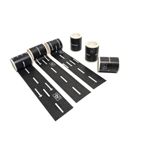 6 Pack 98.4FTx1.9 Roadway Track Tape Adhesive (16.4FTx6), Easy to Apply Black Road Tape for Flat Surfaces, Leaves No Residue, Creative Vehicle Track Design in Kuwait