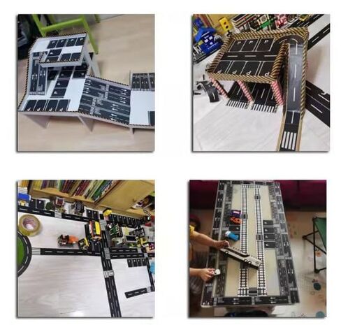 6 Pack 98.4FTx1.9 Roadway Track Tape Adhesive (16.4FTx6), Easy to Apply Black Road Tape for Flat Surfaces, Leaves No Residue, Creative Vehicle Track Design in Kuwait