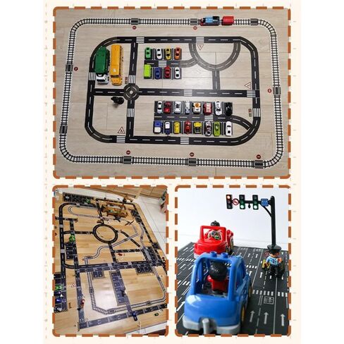 6 Pack 98.4FTx1.9 Roadway Track Tape Adhesive (16.4FTx6), Easy to Apply Black Road Tape for Flat Surfaces, Leaves No Residue, Creative Vehicle Track Design in Kuwait