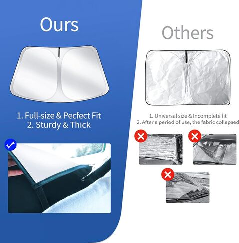 مظلة شمسية مطورة، نسيج محسن للحماية من الأشعة فوق البنفسجية، مظلة شمسية أمامية قابلة للطي، ملحقات مخصصة لطراز Tesla 3/Y/Y Juniper 2016 إلى 2026 in Kuwait