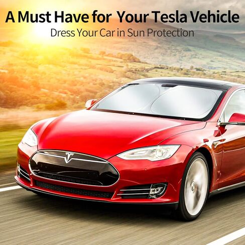 مظلة شمسية مطورة، نسيج محسن للحماية من الأشعة فوق البنفسجية، مظلة شمسية أمامية قابلة للطي، ملحقات مخصصة لطراز Tesla 3/Y/Y Juniper 2016 إلى 2026 in Kuwait