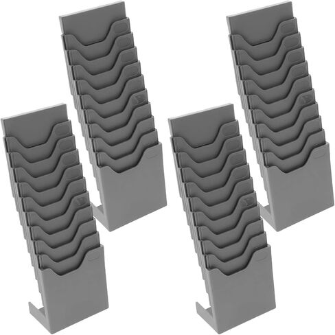 Artibetter 4pcs Retractable Vertical Card Holder Rack with Slots Plastic Standing Attendance Card Organizer for Office and Warehouse Wall-Mounted Use in Saudi Arabia