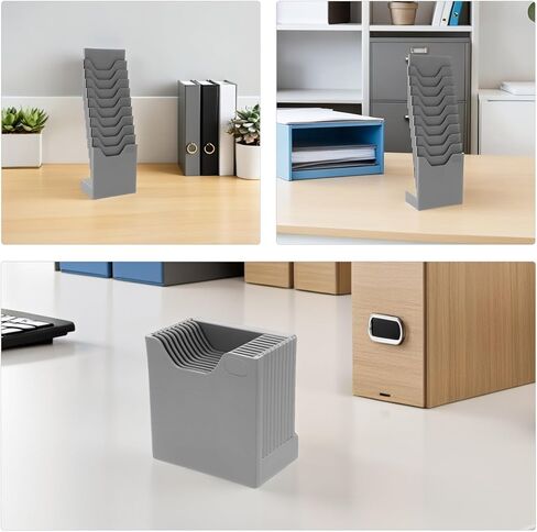 4pcs Compartment Vertical Card Holder Rack Plastic Organizer for Employee Attendance and Warehouse Material Sorting Standing Card Display Storage for Office and Workshop in Saudi Arabia