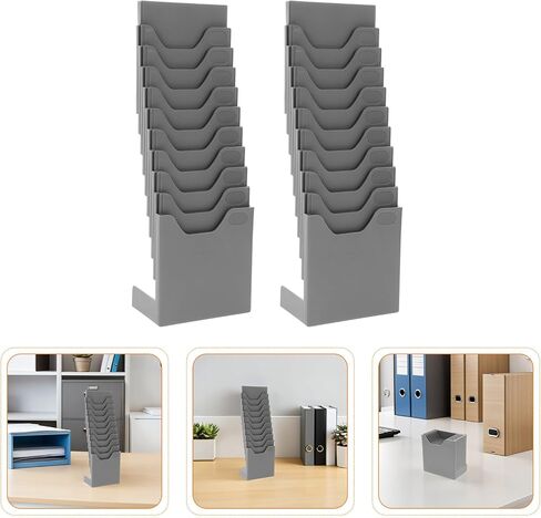 4pcs Compartment Vertical Card Holder Rack Plastic Organizer for Employee Attendance and Warehouse Material Sorting Standing Card Display Storage for Office and Workshop in Saudi Arabia