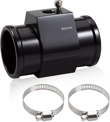 الألومنيوم درجة حرارة الماء مشترك الأنابيب موصل 40mm 1-9 / 16 "المشعاع خرطوم الاستشعار مقياس محول مع 2 خرطوم المشابك درجة حرارة الماء متر قياس الأنابيب المشتركة استشعار درجة الحرارة محول in Saudi Arabia