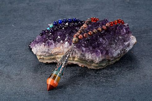 Jovivi 108 Mala Beads Necklace 7 Chakra Gemstone Mala Prayer Beaded Bracelet Life Tree Pendant Healing Stone Yoga Necklace in Kuwait