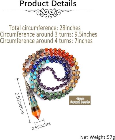 Jovivi 108 Mala Beads Necklace 7 Chakra Gemstone Mala Prayer Beaded Bracelet Life Tree Pendant Healing Stone Yoga Necklace in Kuwait