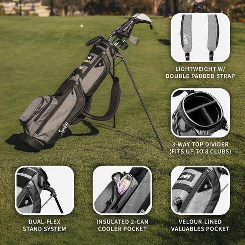 Sunday Golf Loma XL Bag - Golf Bag with Strap and Stand – Easy to Carry Pitch n Putt Golf Bag – Golf Stand Bag for The Driving Range, Par 3 and Executive Courses 3.4 pounds (Midnight Green) in Kuwait