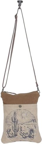 Myra Bags Life Always Upcycled Canvas Shoulder Bag S-0948, Tan, Khaki, Brown, One_Size in Saudi Arabia