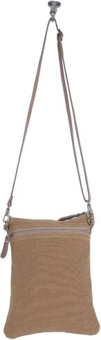 Myra Bags Life Always Upcycled Canvas Shoulder Bag S-0948, Tan, Khaki, Brown, One_Size in Saudi Arabia
