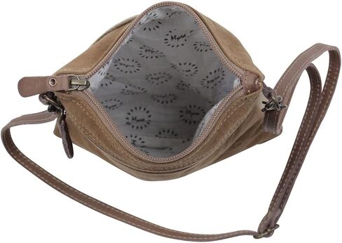 Myra Bags Life Always Upcycled Canvas Shoulder Bag S-0948, Tan, Khaki, Brown, One_Size in Saudi Arabia