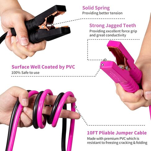 Roadside Emergency Car Kit for Vehicles, Car Safety Kit with Jumper Cables, Safety Hammer, Pink Car Accessories Road Trip Essentials Assistance Kit for Teen Girls Women in Kuwait