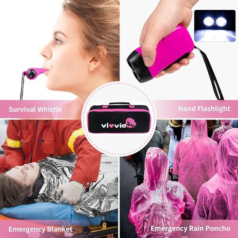 Roadside Emergency Car Kit for Vehicles, Car Safety Kit with Jumper Cables, Safety Hammer, Pink Car Accessories Road Trip Essentials Assistance Kit for Teen Girls Women in Kuwait