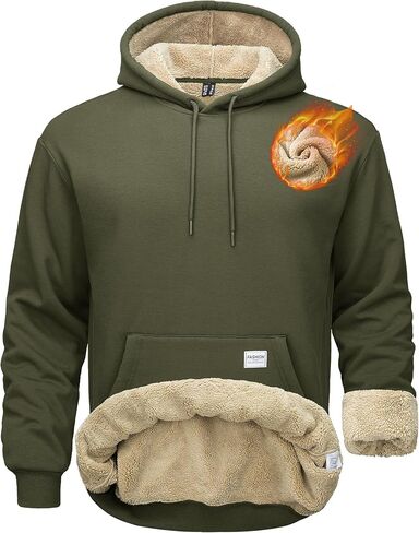 MAGCOMSEN Men's Hoodie Pullover Fleece Sweatshirts Heavyweight Sherpa Lined Thick Warm Winter Hoodies with Kangaroo Pocket in Saudi Arabia