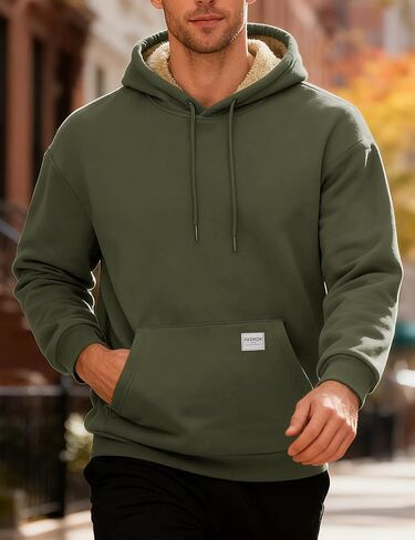 MAGCOMSEN Men's Hoodie Pullover Fleece Sweatshirts Heavyweight Sherpa Lined Thick Warm Winter Hoodies with Kangaroo Pocket in Saudi Arabia