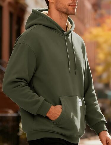 MAGCOMSEN Men's Hoodie Pullover Fleece Sweatshirts Heavyweight Sherpa Lined Thick Warm Winter Hoodies with Kangaroo Pocket in Saudi Arabia