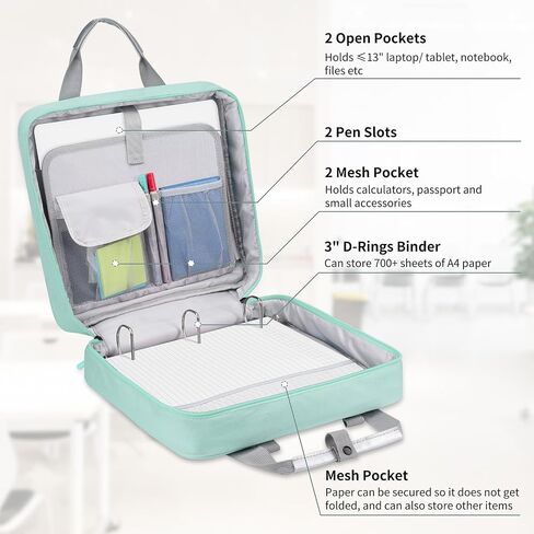 Zipper Binder 3 Ring 3-inch with Shoulder Strap & Backpack Straps, Large Zip Up Binder700 Sheets Capacity, Black in Kuwait
