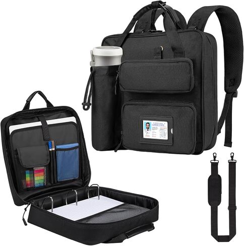 Zipper Binder 3 Ring 3-inch with Shoulder Strap & Backpack Straps, Large Zip Up Binder700 Sheets Capacity, Black in Kuwait