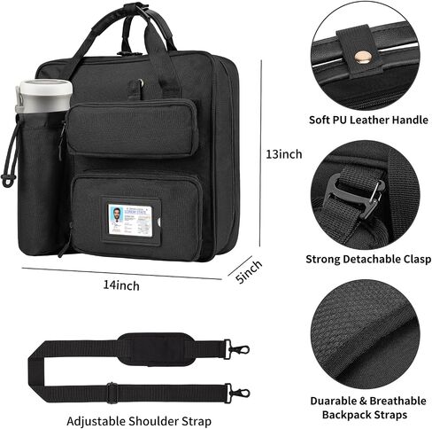 Zipper Binder 3 Ring 3-inch with Shoulder Strap & Backpack Straps, Large Zip Up Binder700 Sheets Capacity, Black in Kuwait