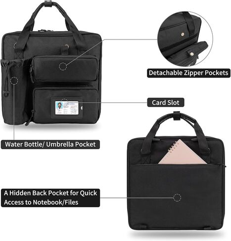Zipper Binder 3 Ring 3-inch with Shoulder Strap & Backpack Straps, Large Zip Up Binder700 Sheets Capacity, Black in Kuwait
