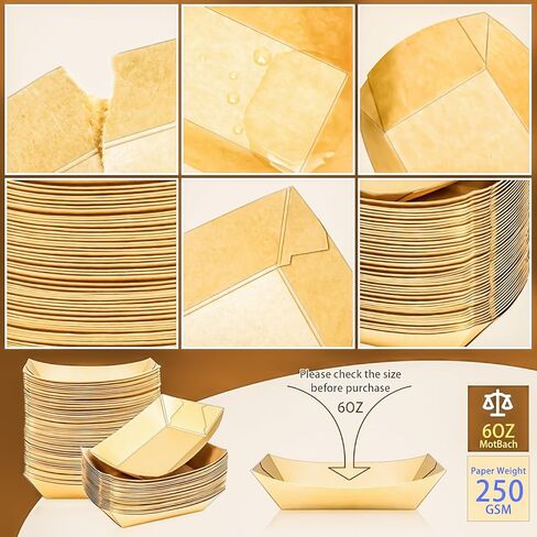 MotBach 50 Pack 2.5lb Kraft Paper Food Trays, Disposable Paper Food Boat Heavy-Duty Food Serving Basket Tray for Snack Hot Dog French Fries Nachos Taco Popcorn BBQ Party Picnic Wedding Party in Saudi Arabia