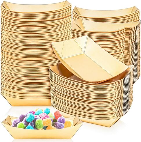 MotBach 50 Pack 2.5lb Kraft Paper Food Trays, Disposable Paper Food Boat Heavy-Duty Food Serving Basket Tray for Snack Hot Dog French Fries Nachos Taco Popcorn BBQ Party Picnic Wedding Party in Saudi Arabia