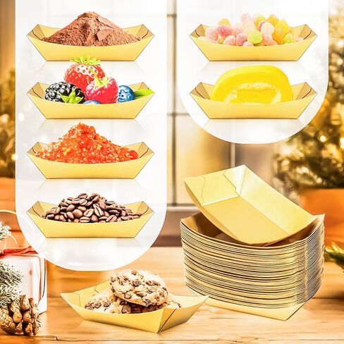 MotBach 50 Pack 2.5lb Kraft Paper Food Trays, Disposable Paper Food Boat Heavy-Duty Food Serving Basket Tray for Snack Hot Dog French Fries Nachos Taco Popcorn BBQ Party Picnic Wedding Party in Saudi Arabia