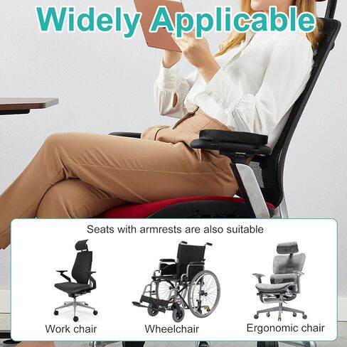 أغطية ذراع الكرسي عبوتان - وسادات ذراع كرسي المكتب من الإسفنج الذكي لتخفيف الكوع، أغطية مسند ذراع كرسي المكتب غير قابلة للانزلاق، وسادات مسند ذراع سوداء للكمبيوتر وكراسي الألعاب (9.25 × 2.95 × 1.18 بوصة) in Kuwait