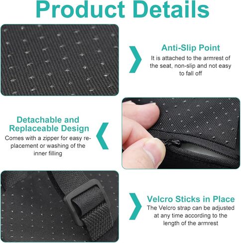 أغطية ذراع الكرسي عبوتان - وسادات ذراع كرسي المكتب من الإسفنج الذكي لتخفيف الكوع، أغطية مسند ذراع كرسي المكتب غير قابلة للانزلاق، وسادات مسند ذراع سوداء للكمبيوتر وكراسي الألعاب (9.25 × 2.95 × 1.18 بوصة) in Kuwait