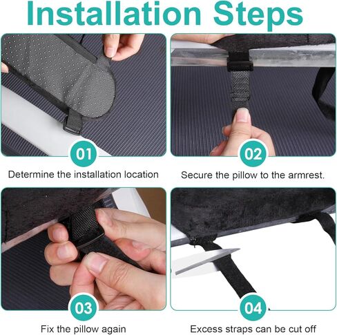 أغطية ذراع الكرسي عبوتان - وسادات ذراع كرسي المكتب من الإسفنج الذكي لتخفيف الكوع، أغطية مسند ذراع كرسي المكتب غير قابلة للانزلاق، وسادات مسند ذراع سوداء للكمبيوتر وكراسي الألعاب (9.25 × 2.95 × 1.18 بوصة) in Kuwait