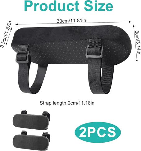 أغطية ذراع الكرسي عبوتان - وسادات ذراع كرسي المكتب من الإسفنج الذكي لتخفيف الكوع، أغطية مسند ذراع كرسي المكتب غير قابلة للانزلاق، وسادات مسند ذراع سوداء للكمبيوتر وكراسي الألعاب (9.25 × 2.95 × 1.18 بوصة) in Kuwait