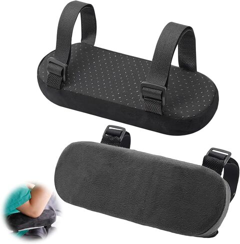 أغطية ذراع الكرسي عبوتان - وسادات ذراع كرسي المكتب من الإسفنج الذكي لتخفيف الكوع، أغطية مسند ذراع كرسي المكتب غير قابلة للانزلاق، وسادات مسند ذراع سوداء للكمبيوتر وكراسي الألعاب (9.25 × 2.95 × 1.18 بوصة) in Kuwait