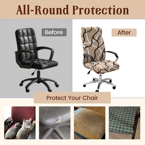 Office Chair Cover with Zipper Printed Computer Chair Cover Desk Elastic Computer Slipcover All Round Protection Office Seat Protector for Home in Saudi Arabia