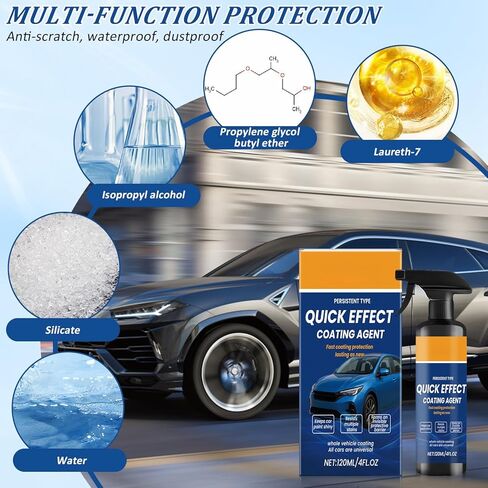 قطعتان من عامل طلاء سريع التأثير للسيارة، رذاذ طلاء السيارة المتقدم، ترقية رذاذ طلاء الشمع سريع المفعول لإصلاح الخدوش، منظف الزجاج المستحلب للفيلم الزيتي مع إسفنجة وقماش in Kuwait