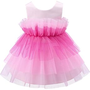 Bow Dream Baby Girls Party Dress Rainbow Tulle 3D Embroidery Beading Princess Wedding Dresses in Kuwait