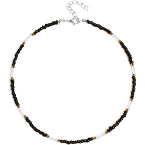 سلسلة قلادة Tgirls Boho من سلسلة قلادة الأرز الحمراء مطرزة بالخرز للنساء والفتيات in Kuwait