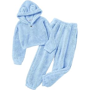 بنطلون Arssm Girls Guzzy Pants Pear Ear Guzzy Hoodie Shirt و Sweatpant Kids Clothing Sets in Kuwait