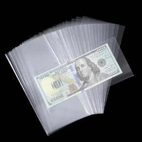 200Pcs Currency Sleeves, 6.9×3.1Inch Clear Paper Money Holder, Plastic Money Envelopes, Dollar Bill Sleeves for Banknote Trading Card Stamp in Saudi Arabia