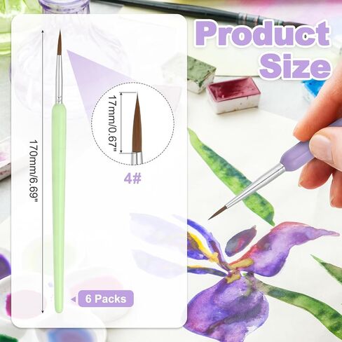 MECCANIXITY Miniature Detail Paint Brushes, 8mm Round Pointed Small Fine Tip Micro Paint Brushes for Fine Model Craft Art Face Acrylic Painting Oil Watercolor(Purple, Pack of 6) in Saudi Arabia