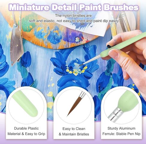 MECCANIXITY Miniature Detail Paint Brushes, 8mm Round Pointed Small Fine Tip Micro Paint Brushes for Fine Model Craft Art Face Acrylic Painting Oil Watercolor(Purple, Pack of 6) in Saudi Arabia