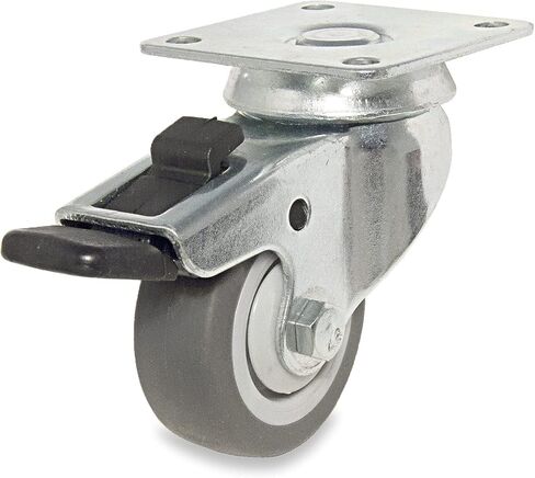 Richelieu Hardware (75 mm) F24787 Industrial Thermoplastic Rubber Swivel Casters with Full Lock Brake, 2-15/16 Wheel Diameter, Gray in Saudi Arabia