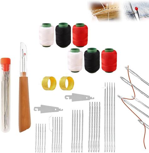 37Pcs Steel Sewing Needle Kit，Big Eye Steel Sewing Needles Kit,Portable Sewing Needles Large Eye Hand Sewing, Needles Thread Hand Repair Tools for Leather Sewing DIY Daily Use in Saudi Arabia