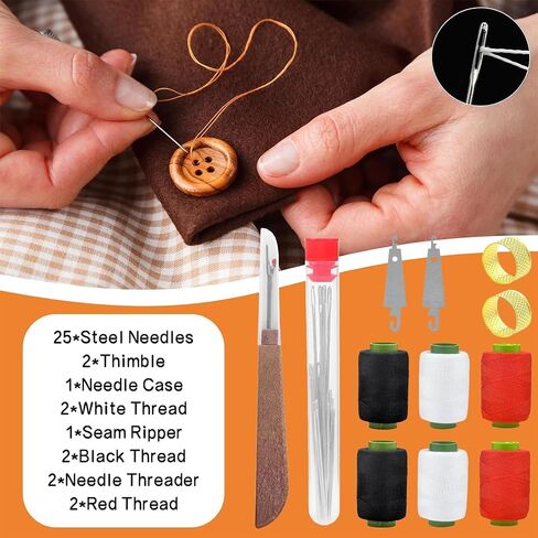 37Pcs Steel Sewing Needle Kit，Big Eye Steel Sewing Needles Kit,Portable Sewing Needles Large Eye Hand Sewing, Needles Thread Hand Repair Tools for Leather Sewing DIY Daily Use in Saudi Arabia