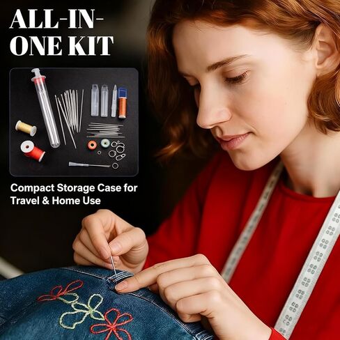 37Pcs Steel Sewing Needle Kit，Big Eye Steel Sewing Needles Kit,Portable Sewing Needles Large Eye Hand Sewing, Needles Thread Hand Repair Tools for Leather Sewing DIY Daily Use in Saudi Arabia